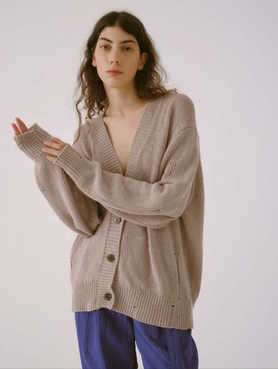 NATURAL LIFE Sweaters - Natural Life Light Brown V-Neck Cardigan Purple Buttons Comfy Cozy Size XS / S
